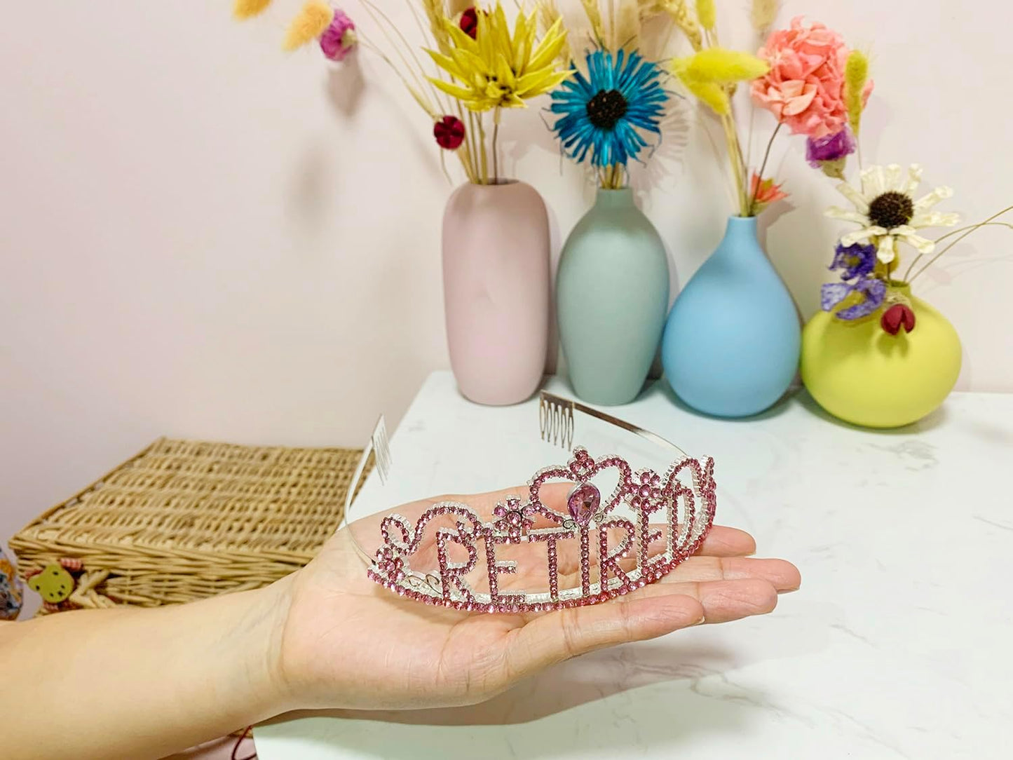 JETKONG Retirement Party Decorations Retired Tiara/Crown, Retired Sash for Women Retirement Gifts, Retirement Party Supplies, Gifts, Favors (Pink)