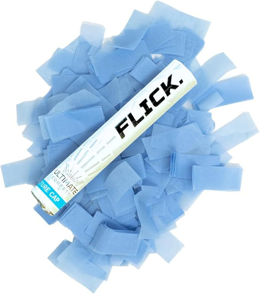Ultimate Confetti - 8 Pack Baby Blue Confetti Wands - Handheld 6" Biodegradable Tissue Paper Confetti Flick Flutter Sticks For Wedding, Birthday, Parties & Live Events - 1 Handful, 0.5 oz Each Stick