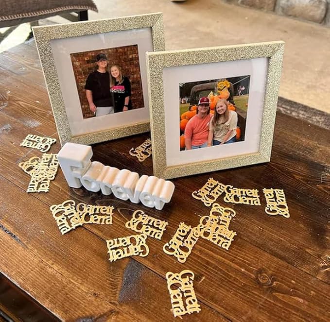 100 Pieces Personalized Initial Any Name Confettis with 2 names glitter table scatter Bridal showers engagement parties weddings anniversarys Supplies Customization Parties Birthday Partybaby shower