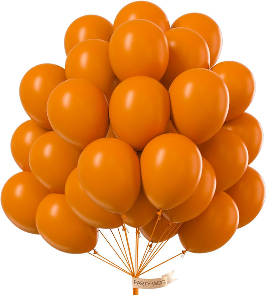 PartyWoo Burnt Orange Balloons, 101 pcs 12 Inch Dark, Orange Balloons for Balloon Garland Arch as Party, Birthday Decorations, Neutral Baby Shower Decorations, Orange-F53