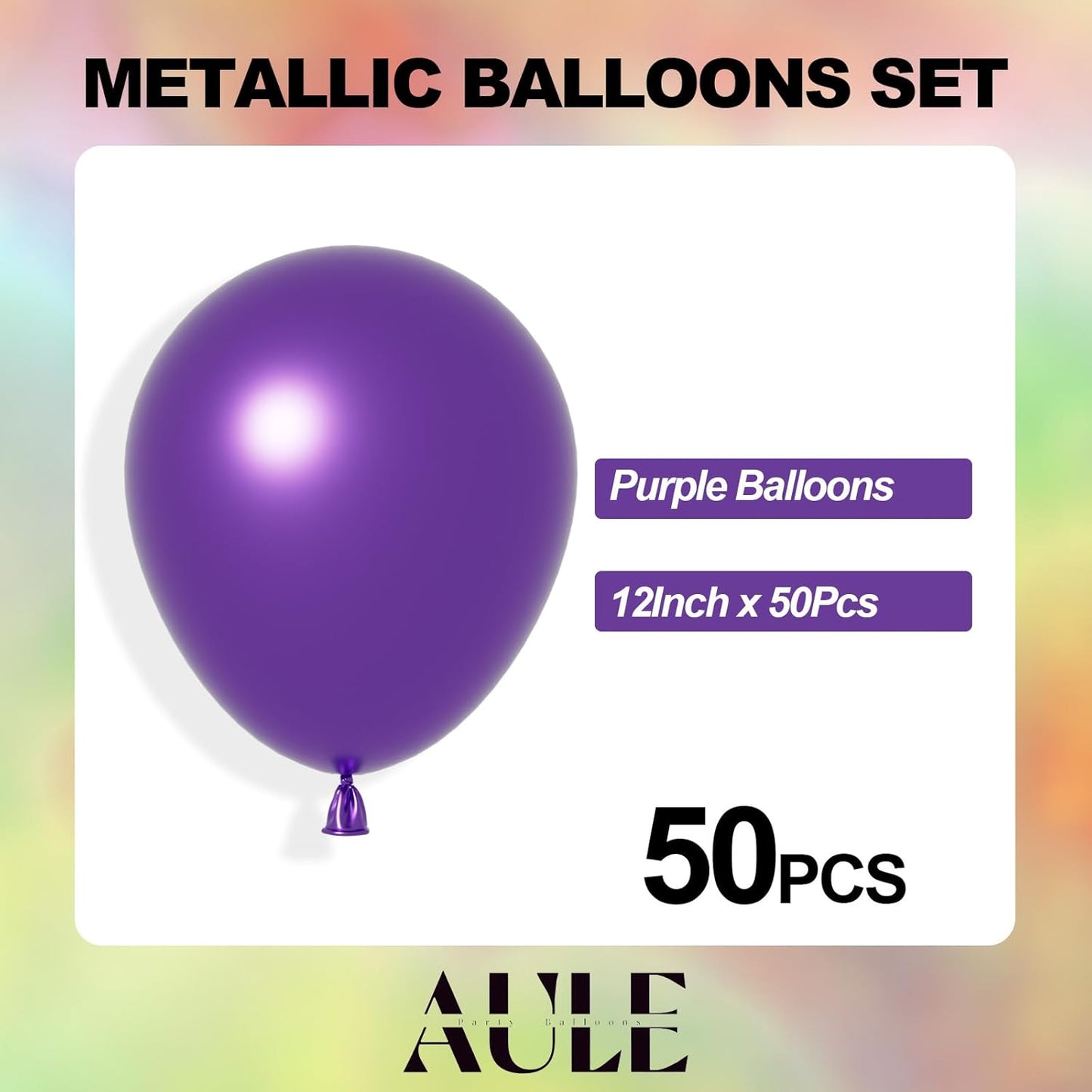 AULE Party Balloons 50 Pcs 12 inch Metallic Dark Purple Balloons Chrome Helium Shiny Latex Balloons Happy Birthday Graduation Gender Reveal Wedding Carnival Decoration