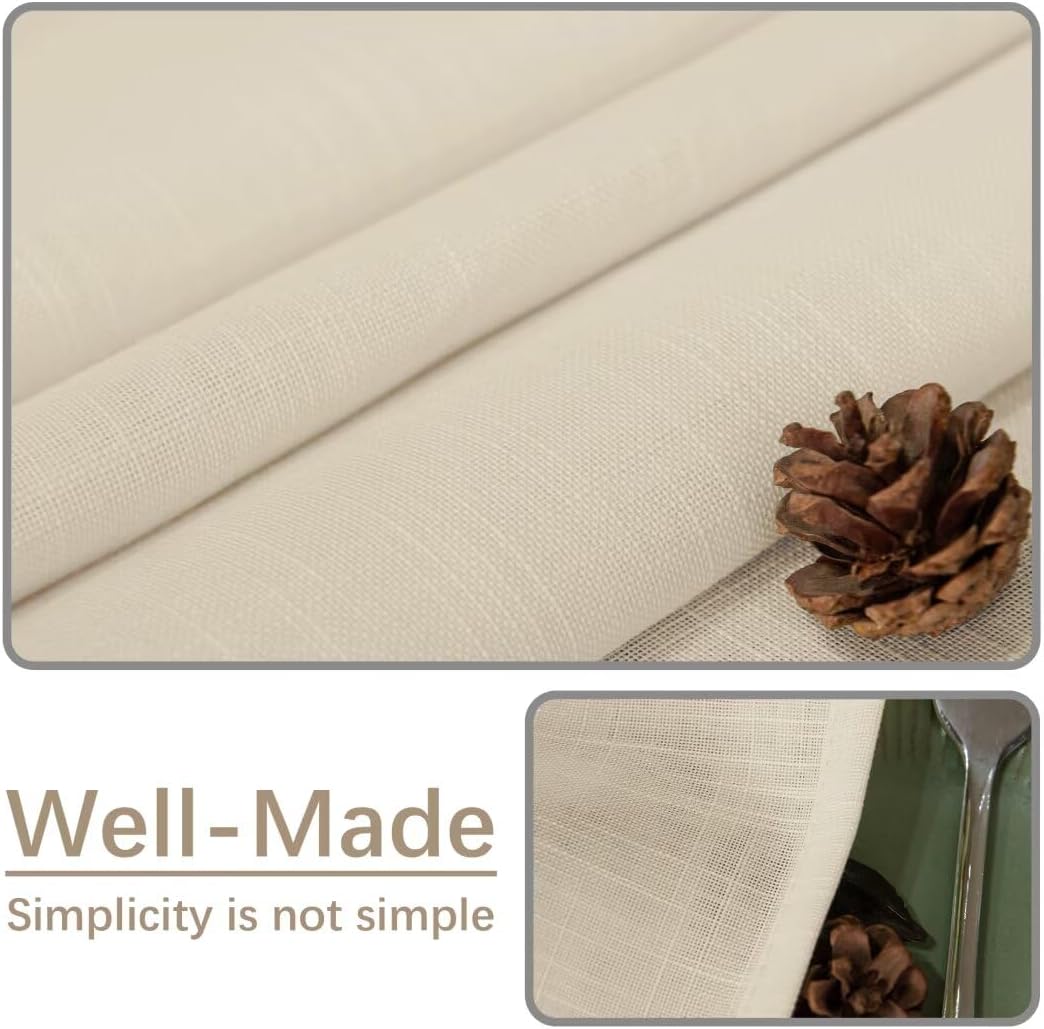 Natural Linen Rectangle Tablecloth, 2 Pack Slubby Textured Fall Lightweight Table Cloth 60 x 60 Inch, Water Resistant Stain Resistant Farmhouse Burlap Table Cover for Kitchen Dining Room