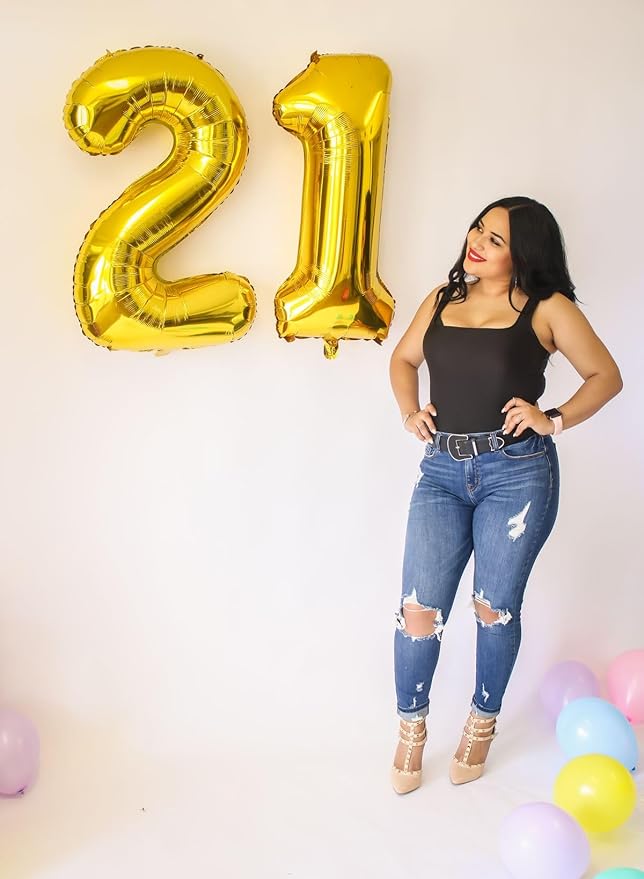 15 Balloons Number, 40 Inch 15th Birthday Decorations for 1 5 15 51, Gold Big Foil Number Balloons for Wedding Store Anniversary Party Supplies