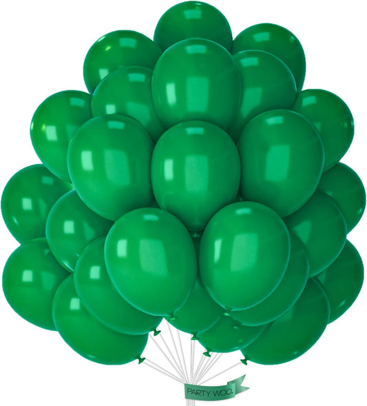 PartyWoo Dark Green Balloons 100pcs 12 Inch Emerald Hunter Forest Green Balloons for Wedding Boy Baby Shower Birthday Christmas Graduation Dinosaur Jungle Golf Theme Party Decorations Green-Y56