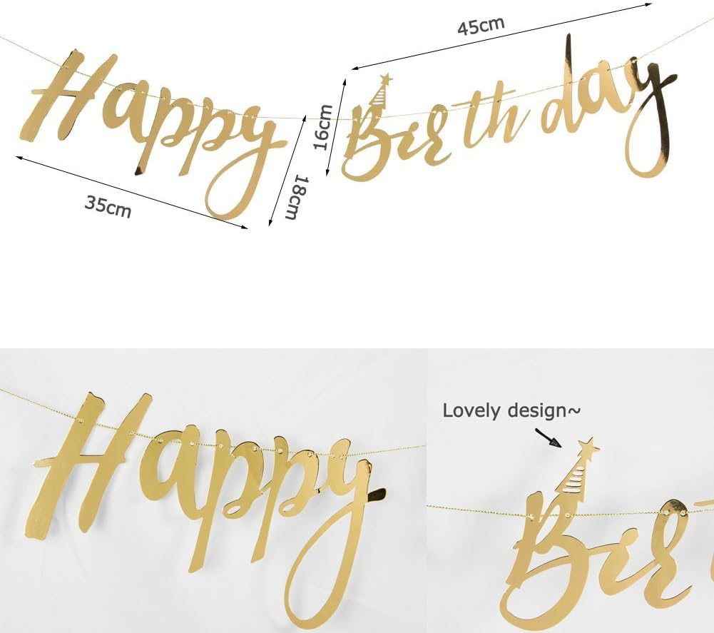 SUNBEAUTY Teal & Gold Party Decorations - Paper Fans, Tissue Pom Poms, Happy Birthday Banner for Baby Showers & Women's 30th/40th Birthdays