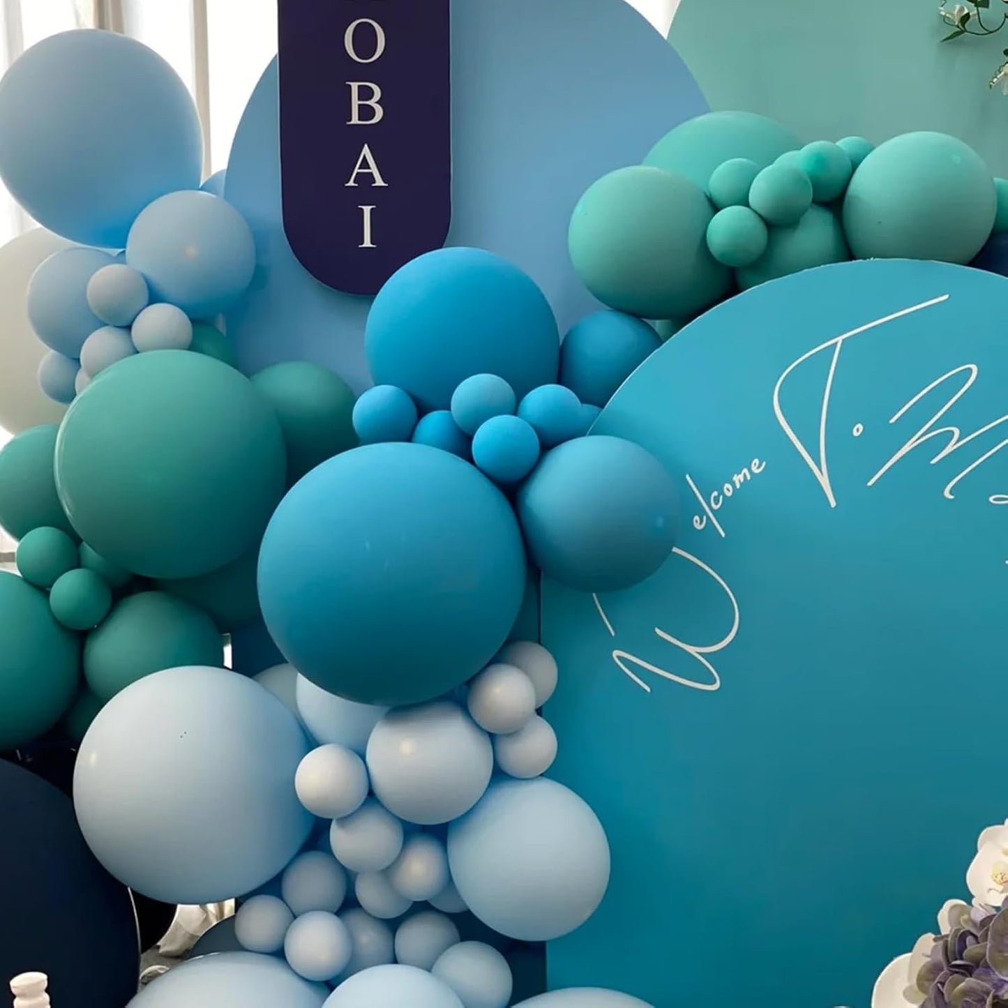 105pcs Peacock Blue Balloons 12inch Party Latex Balloons for Boys Girls Birthday Baby Shower Gender Reveal Wedding Sunflower Party Decorations