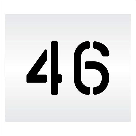 Pavement, Curb, and WheelStop Stencils - 6 inch Double Number Stencil - (46) - 6" x 9" x 1/16" (63 mil) - Light-Duty
