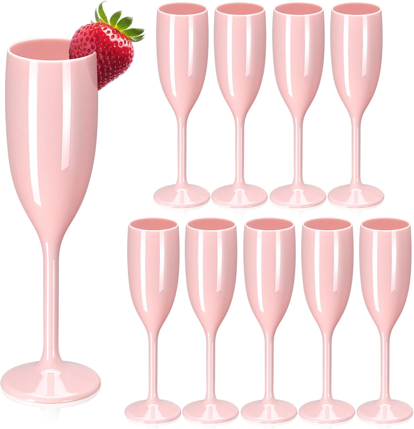 Champagne Flute Acrylic Champagne Glasses Wedding Toasting Champagne Flute Goblet Plastic Reusable Unbreakable Champagne Cups for Bachelorette Wedding Bridal Shower Party (Light Pink, 10)