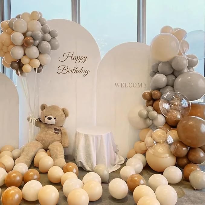 Boho Brown and White Balloon Garland Arch Kit, 167Pcs Cocoa Dusty Gray Nude Sand White Balloons for Graduation Birthday Baby Shower Wedding Neutral Gender Reveal Party Decor