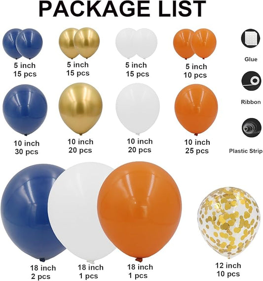 Orange and Navy Blue Balloon Arch Kit 164pcs Orange Navy Blue White Gold Confetti Balloons for Thanksgiving Wedding Baby Shower Engagement Birthday Graduations Party Decoration