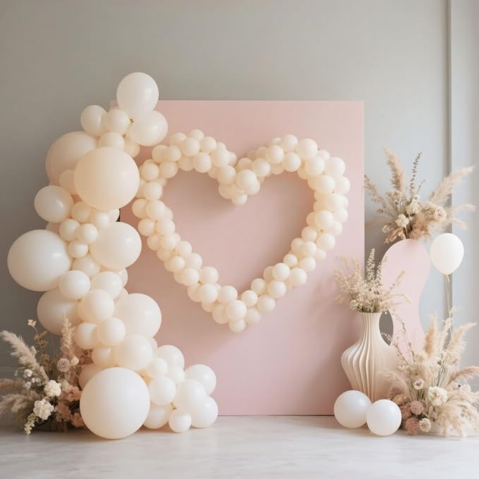 White Sand Balloons, 160Pcs 5 Inch Small Cream Balloon, Latex Ballons, Globos Beige, Neutral Retro White Balloons for Boho Birthday Decorations, Pearl White Gender Reveal Party Supplies