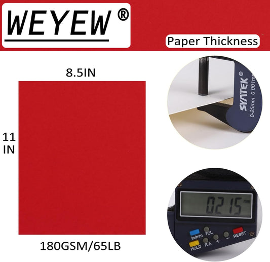 Red Cardstock 8.5 x 11 Thick Paper, 40 Sheets 65 LB/180 GSM, Cardstock Printer Paper for Invitations, Menus, Wedding, DIY Cards, Kids School Supplies