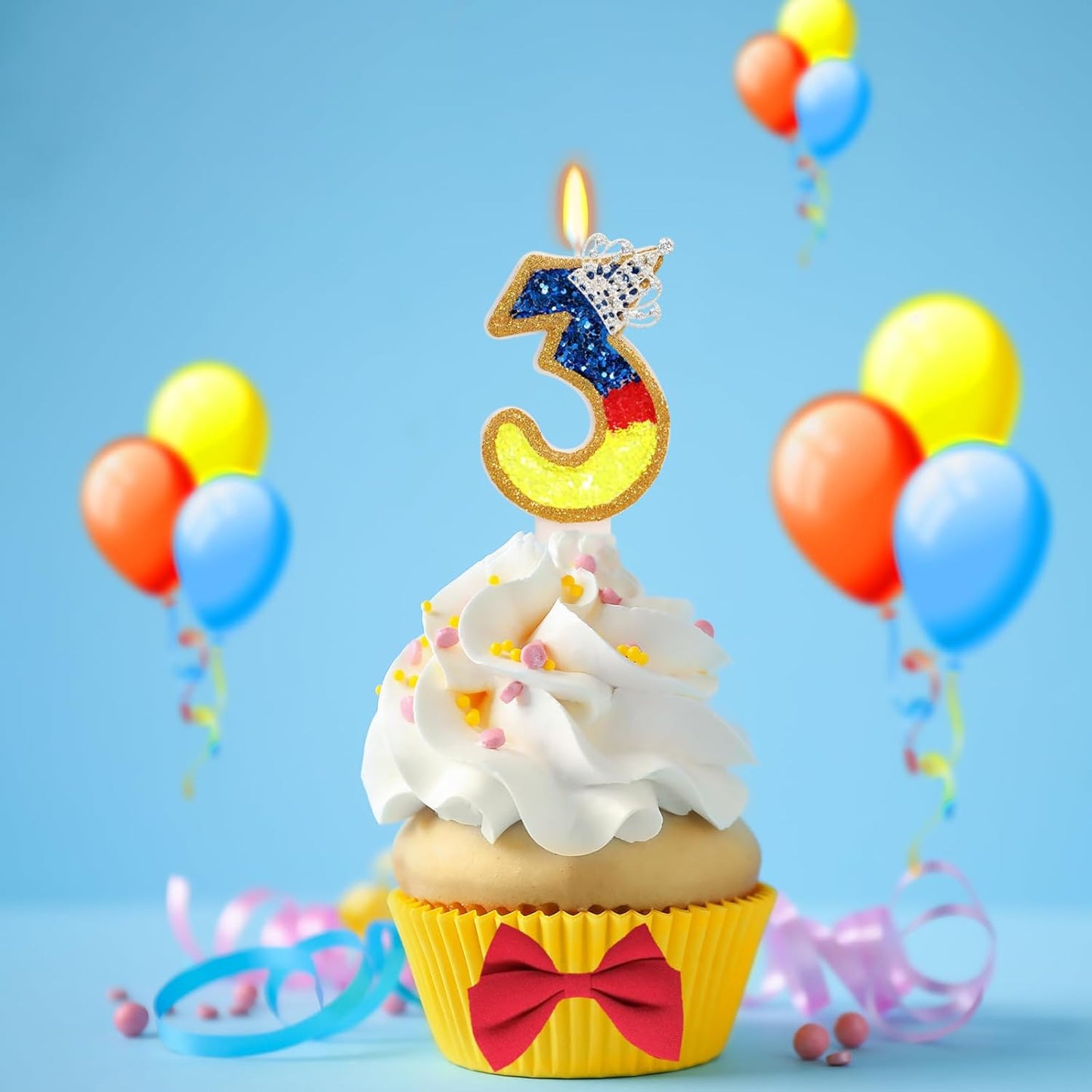 Birthday Candle for Cake, Princess Number Cake Candles, 2.76 inch Cake Topper Decoration for Birthday Party (Number 3)
