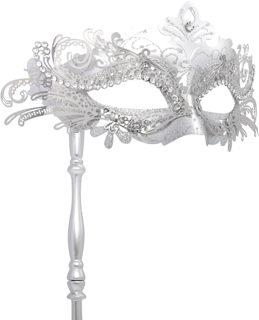 Coddsmz Masquerade Mask with Stick Venetian Mask Mardi Gras Decorations for Womens Halloween Costume Mask