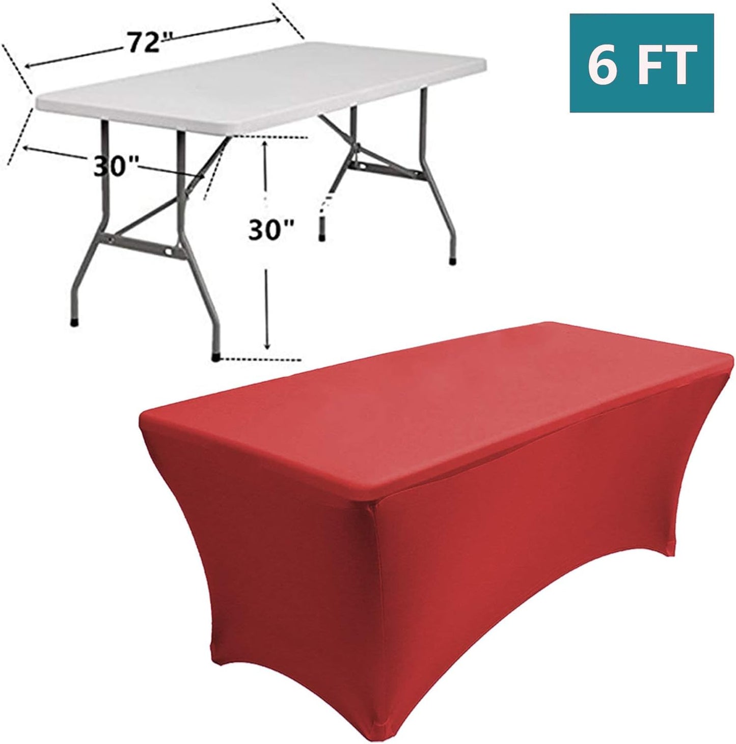 RELIANCER 2 Pack Stretch Spandex Table Covers for Rectangular Tables,6FT Elastic Fitted Tablecloth,Universal Rectangular Table Cloth Protector for Outdoor Party,Wedding,Bar,Birthday,Banquet,Events