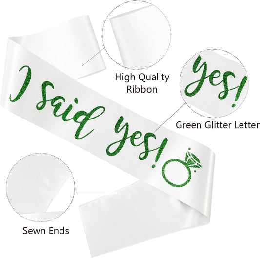 I Said Yes Sash,Future Mrs Sash Engagement Party SashBachelorette Party Sashes, Bridal Shower Sash for Bride to Be,Green