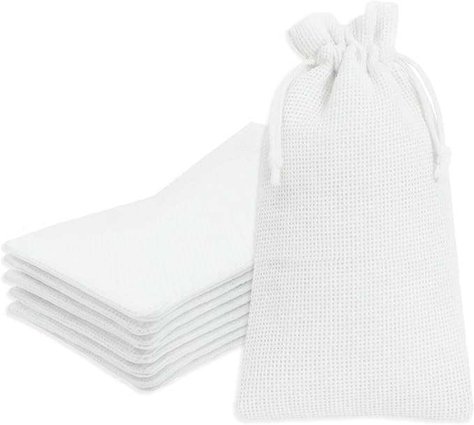 Mandala Crafts 9X12 Inch White Burlap Drawstring Gift Bags for Favors - 20 Large Linen Sacks Gift Pouches for Candy, Coffee, Jewelry, Wedding, and Party Supplies