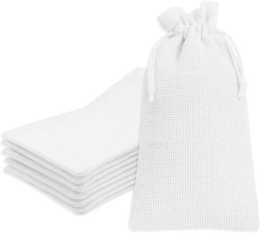 Mandala Crafts 9X12 Inch White Burlap Drawstring Gift Bags for Favors - 20 Large Linen Sacks Gift Pouches for Candy, Coffee, Jewelry, Wedding, and Party Supplies