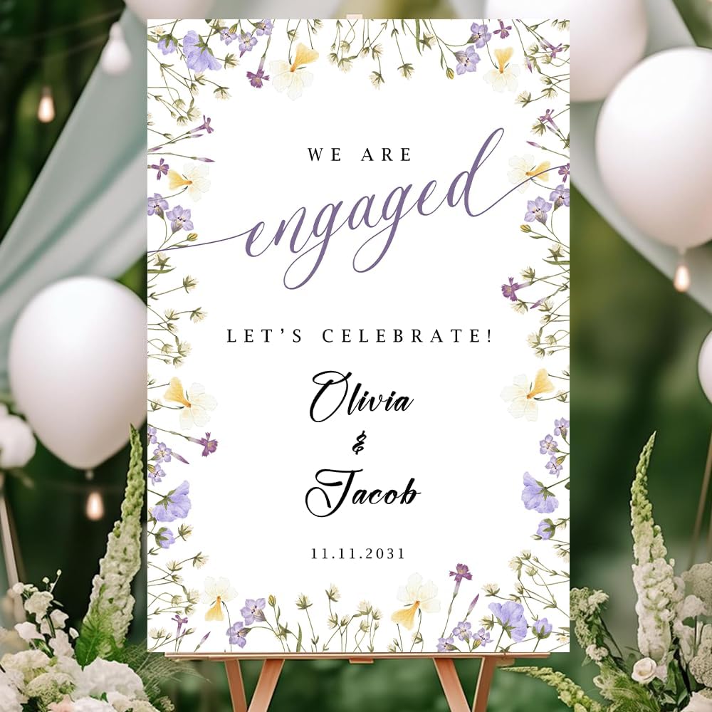 Personalized Engagement Welcome Sign – Minimalist Engagement Party Yard Sign – We’re Engaged Signs – Engagement Party Decorations for Couple - She Said Yes! (Version 13)