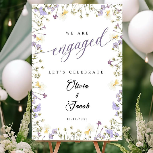 Personalized Engagement Welcome Sign – Minimalist Engagement Party Yard Sign – We’re Engaged Signs – Engagement Party Decorations for Couple - She Said Yes! (Version 13)