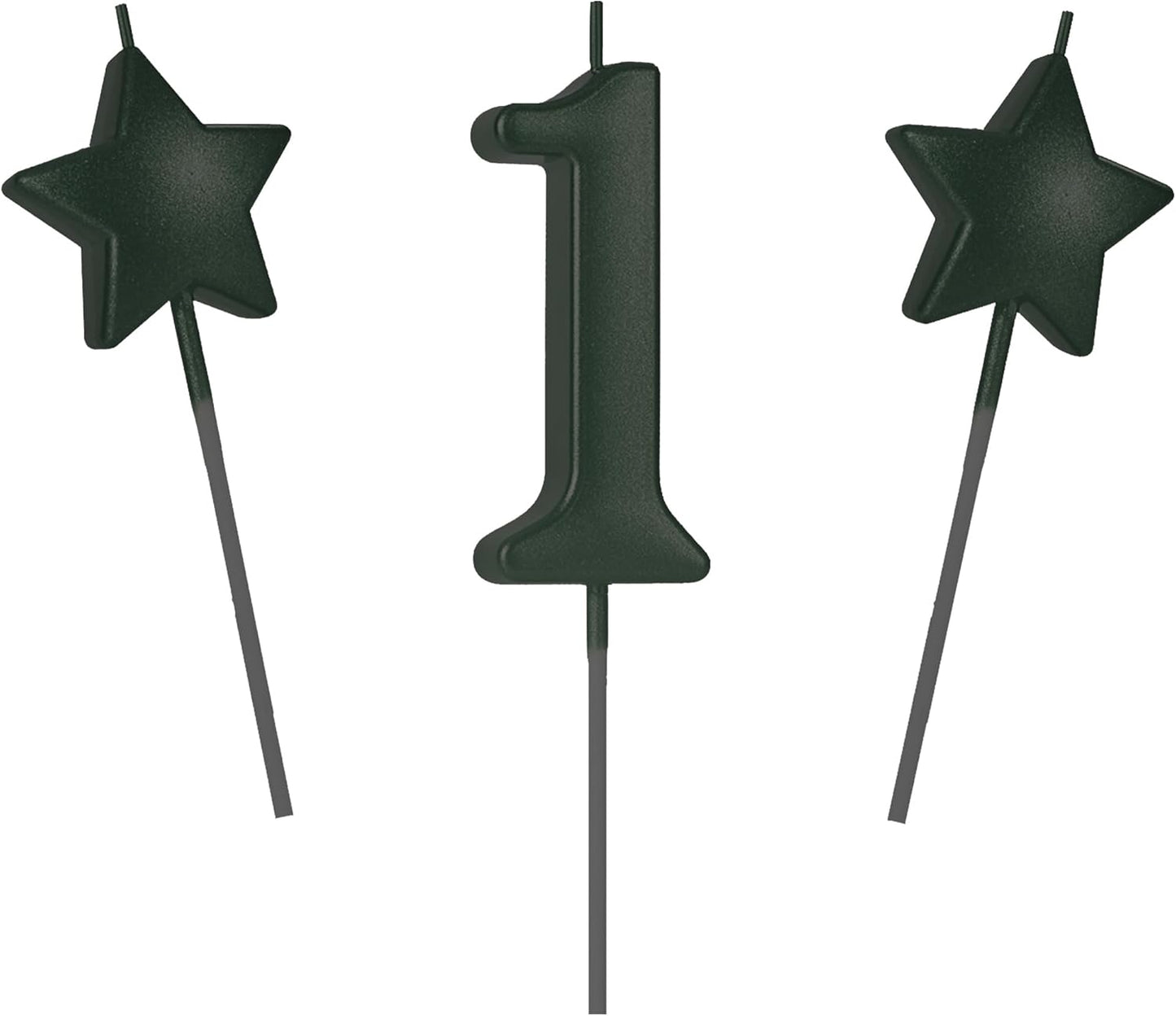 2.75in Tall Black Number 1 Birthday Candles, Glitter Happy Birthday Cake Cupcake Toppers Decoration and Celebrating for Adults/Kids Party Baking (2.75in Black Number 1)