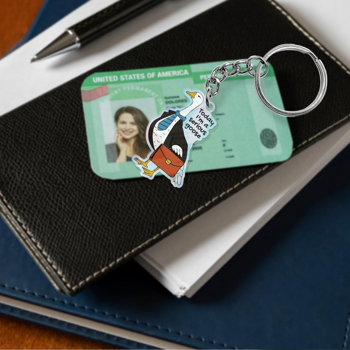 Funny Silly Goose Keychain for Women, Cute Goose Decor Acrylic Accessories Gag for Friends Coworkers Gifts