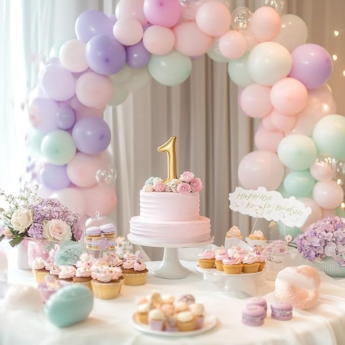 Pastel Balloons 60 Pcs 12 Inch Pastel Rainbow Multicolor Macaron Balloons for Girls Boys Birthday Party Baby Shower Gender Reveal Easter Decorations