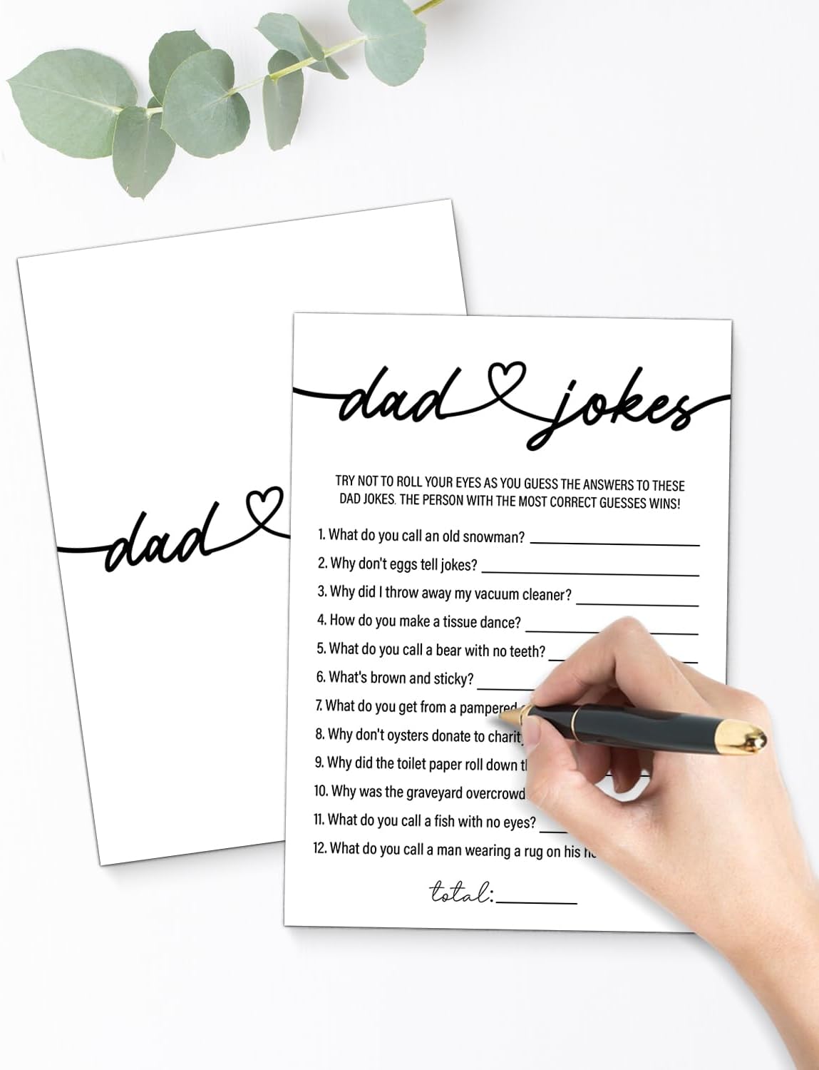 20 Dad Jokes Baby Shower Game Cards, Hilarious Funny Baby Shower Games, Gender Neutral Boy or Girl, Minimalist