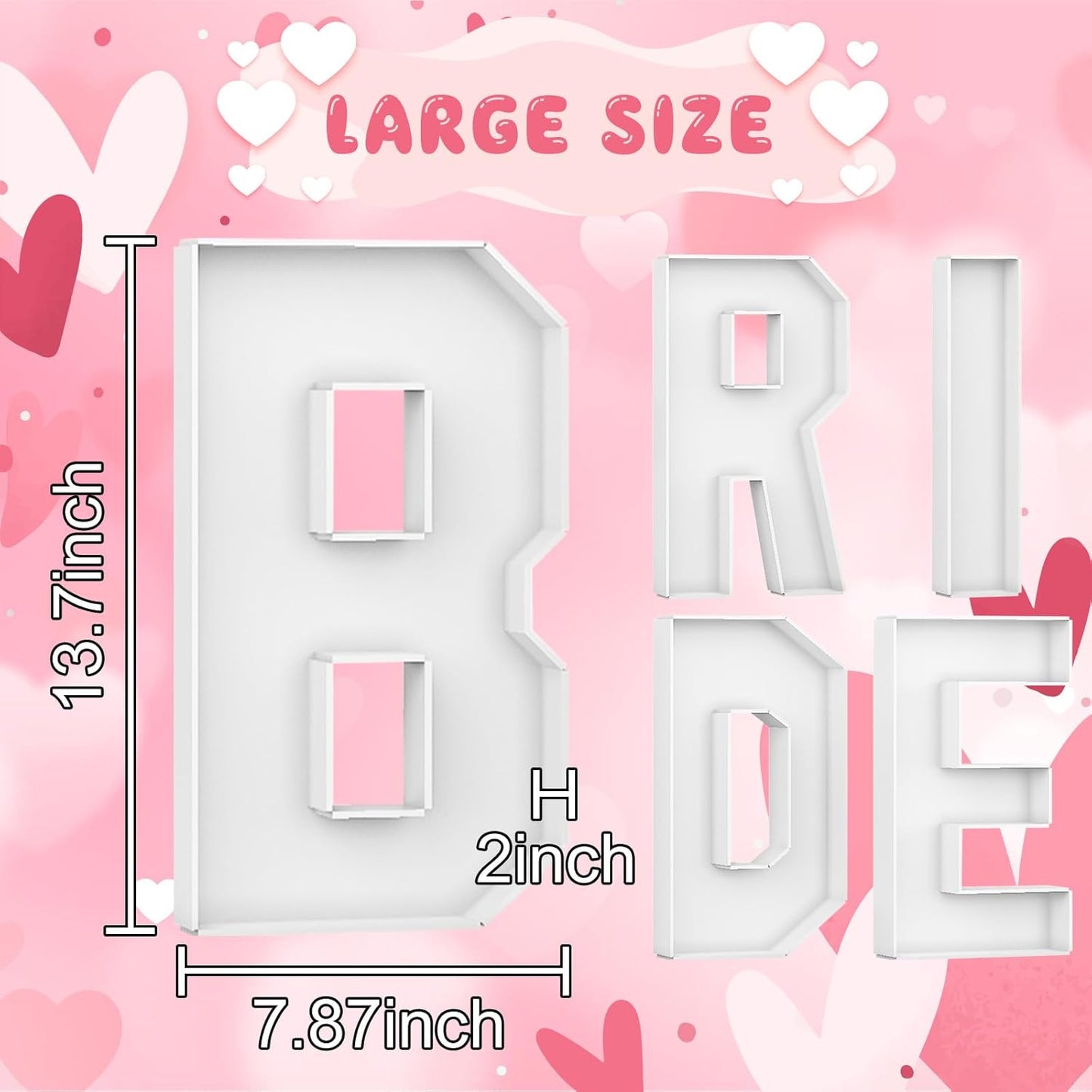 BRIDE Cardboard Letters for Charcuterie Fillable, 13.7 Inch Charcuterie Letters Fillable Paper Mache Letter Trays for Cupcake Candy Food Display Letter Box for Bridal Shower Anniversary Party Decor