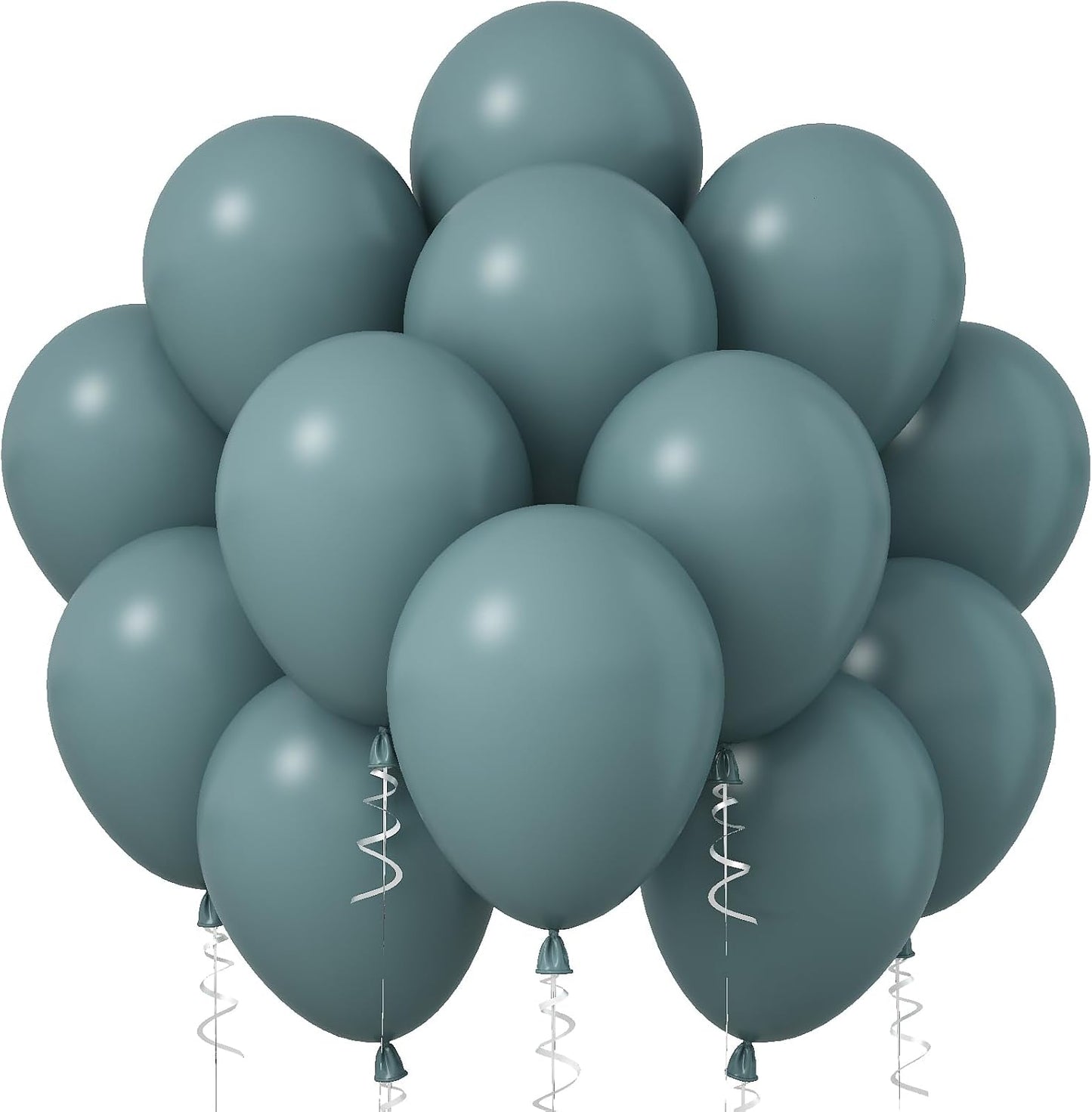 Slate Blue Balloons, 12 Inch 30 Pcs Dusty Dark Teal Latex Matte Retro Sea Fog Helium for Birthday Boho Baptism Baby Shower Party Decorations