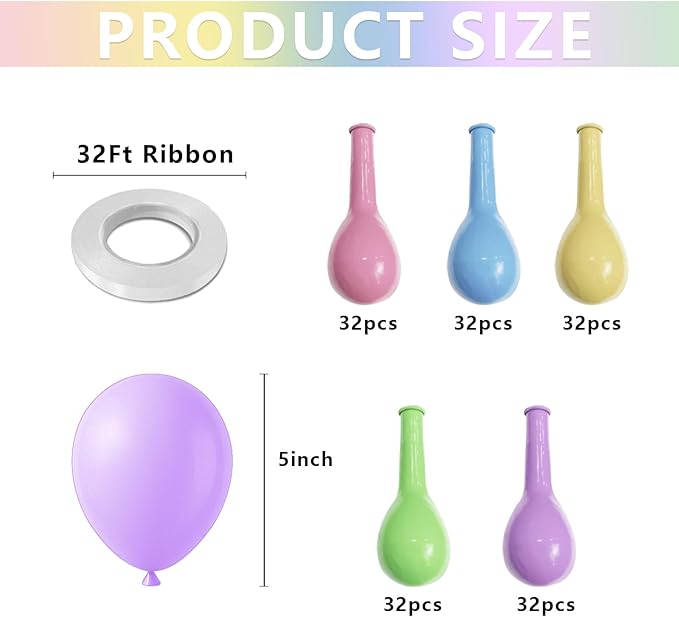 5 Inch Pastel Balloons Assorted Colors - 160pcs Small Latex Ballons Bulk Pastel Rainbow Balloons for Balloon Arch Garland, Gender Reveal Decorations, Birthday Party Decorations,globos color pastel