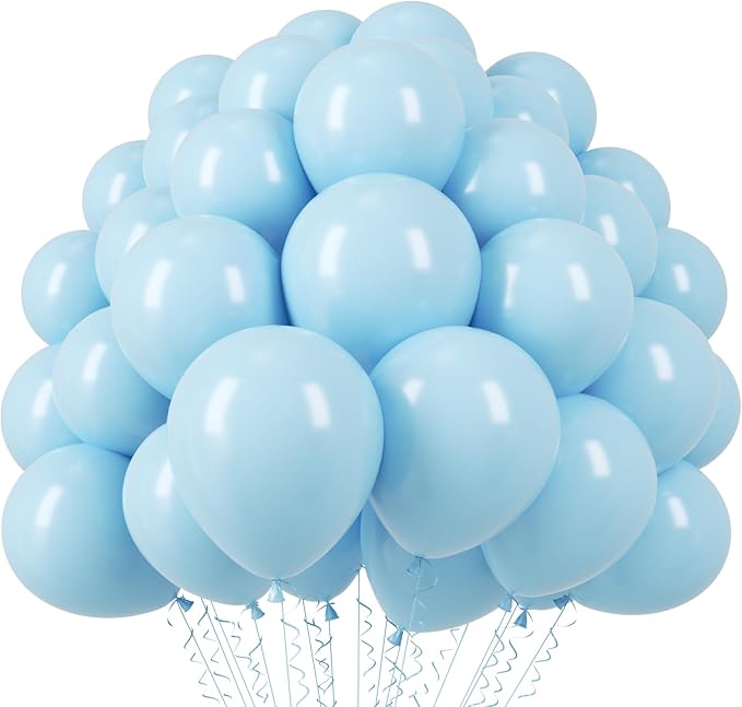 110pcs Light Blue Balloons 12inch Baby Blue Latex Party Balloons for Boys Girls Birthday Party, Baby Shower, Wedding, Gender Reveal, Baby Shower, Anniversary Party Decorations