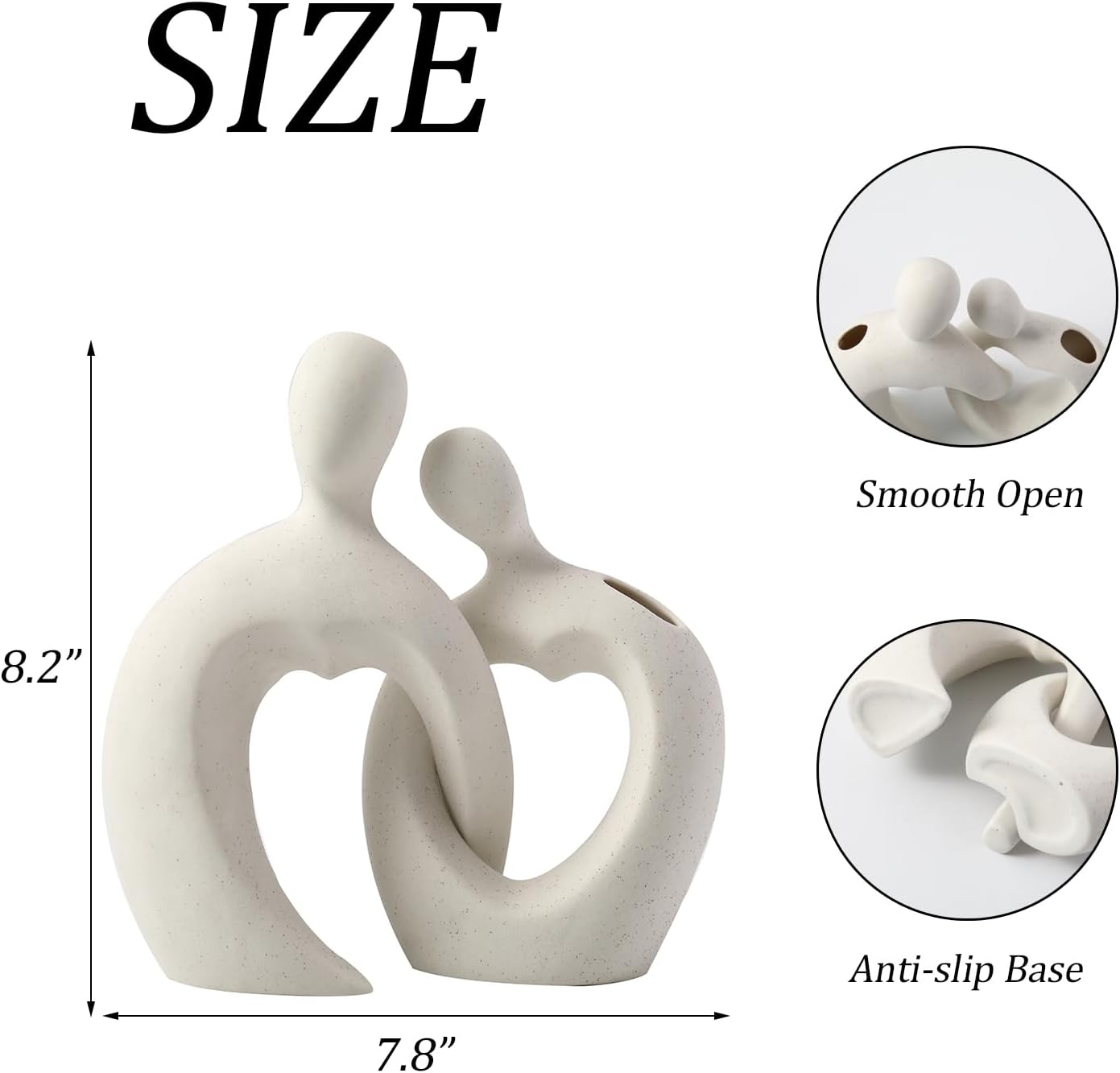 White Ceramic Vases, Modern Flower Vase Set of 2, Ceramic Decorative Vase for Flowers, Boho White Vases Home Decor for Living Room, Bedroom, Shelf, Office, Table, Wedding, Gift