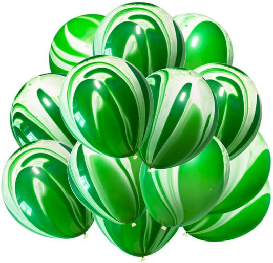 Green Marble Balloons Marbled Agate Latex Balloons 12 Inch 50 PCS Swirl Balloons for Tie Dye Balloons Party Chrismas Decoration Summer Jungle Rain Forest Themed Event