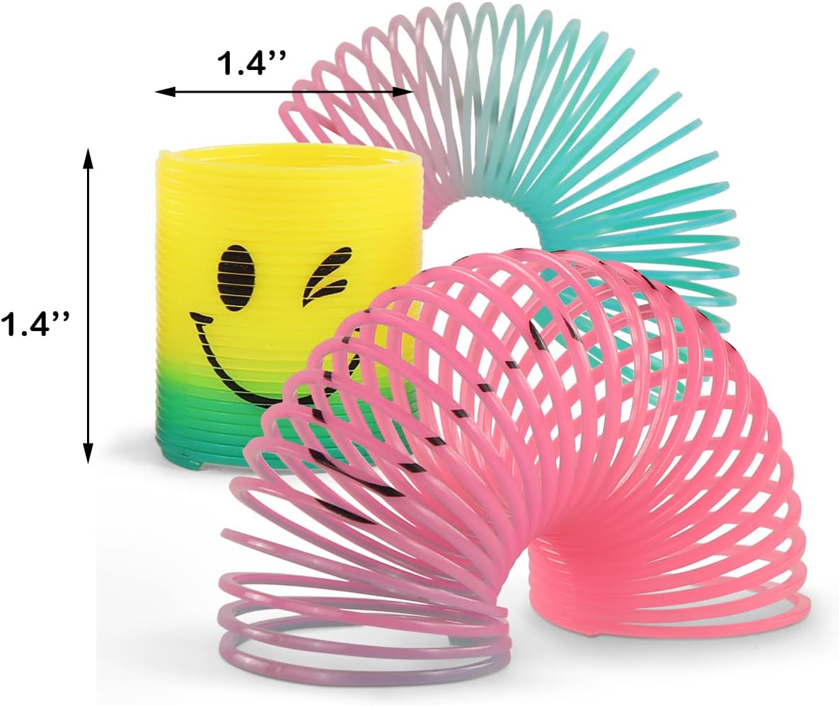 48 Pack Spring Rainbow Magic Fidget Stress Coil Mini Springs Bulk Toys for Party Favor Carnival Prize Birthday Goodie Bag Stuffers for Kids Boys Girls… (48)