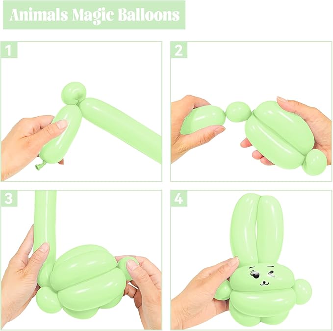 260 Long Balloons 100 Pack Pastel Green Twisting Animal Balloons Thickening Latex Modeling Long Magic Balloons for Animal Model Weddings Birthdays Festival Party Decorations