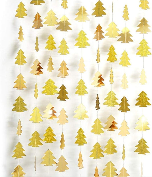 Cheerland Gold Tree Decoration Garland for Woodland & Christmas Tree Golden Decorations Hanging Streamer for Xmas Parties New Year Baby Showers Birthdays & Holiday Backdrops