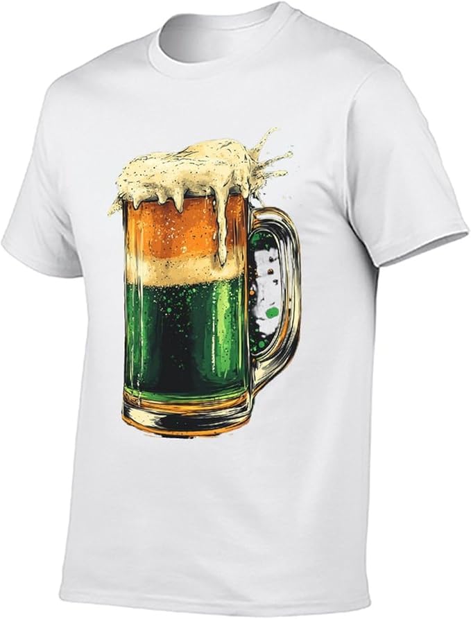 St Patricks Day Shirt Men Funny Clover Print Novelty Cool Hippie Short Sleeve Crewneck Cotton Comfy Tshirts