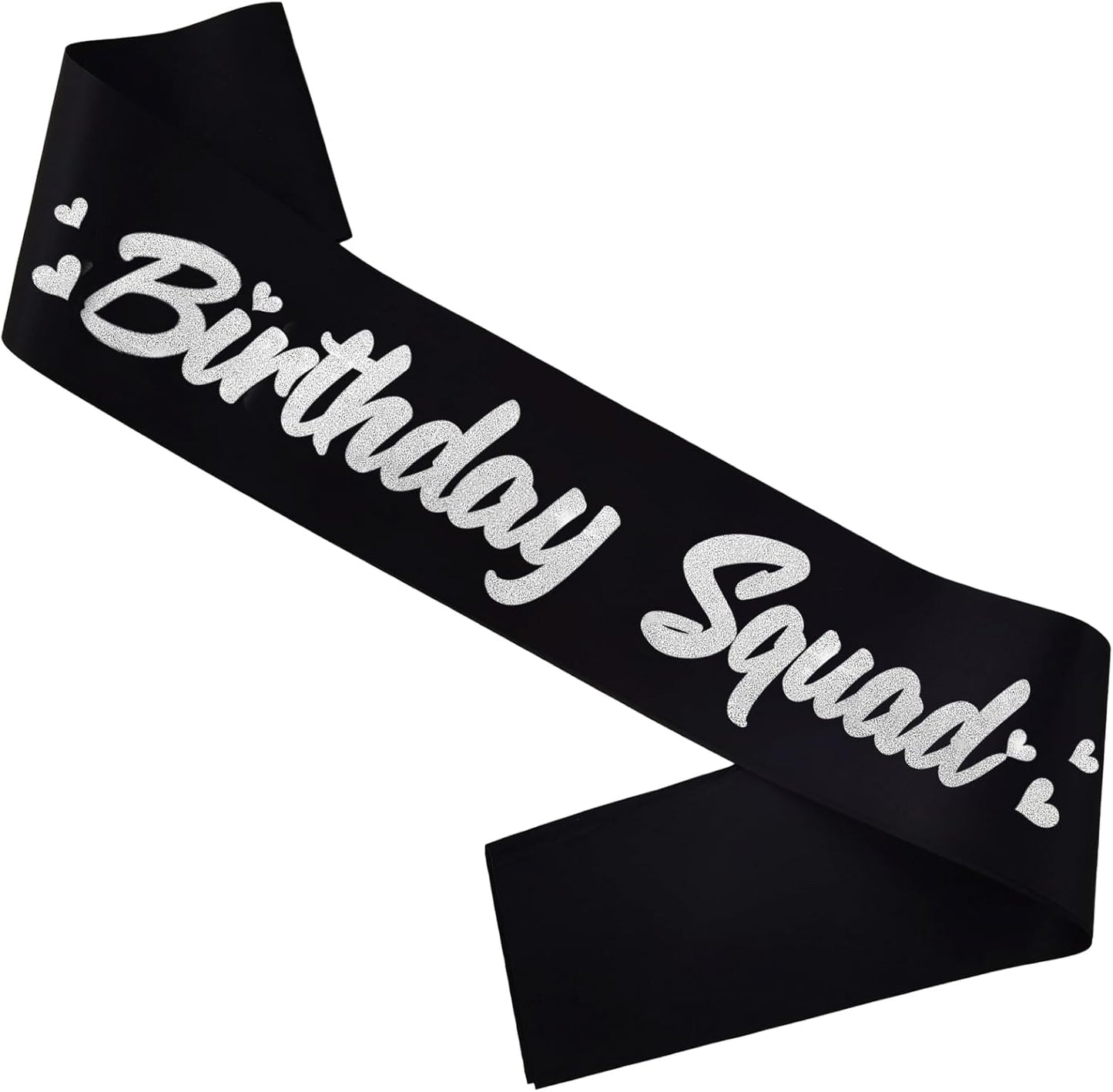 6 Pieces Birthday Squad Sash Set Black with Silver Glitter Lettering Birthday Sash for Women Funny Party Favors Decorations for Sweet 16 18th 21st 25th 30th 40th 50th or Other Bday