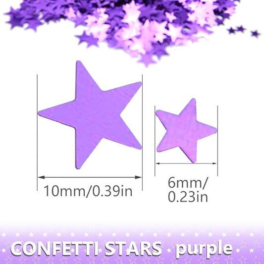 Ruidee 60g Star Confetti Metallic Foil Stars Table Confetti Metallic Foil Stars Sequin for Halloween Birthday Wedding Festival Party DIY(ZX/Purple)