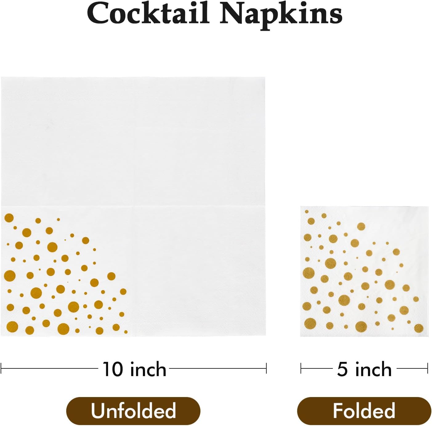 Vplus 200 Pack Cocktail Napkins Paper, 3-Ply Beverage Napkins, Disposable Gold Square Napkins, Perfect for Restaurant, Event, Bar, Wedding, Baby Shower and Birthday Party