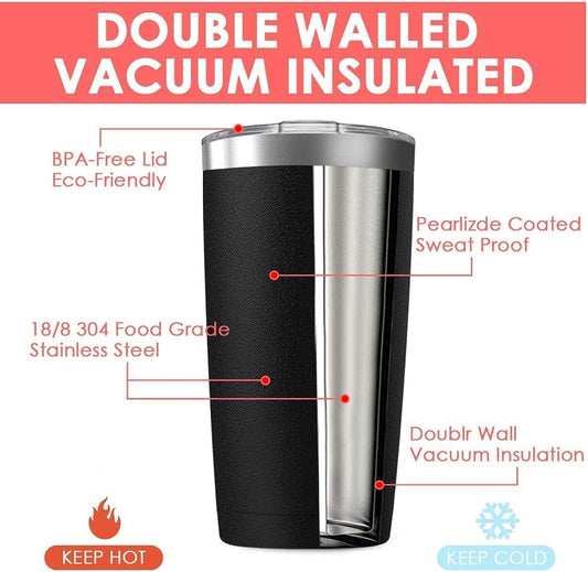 16 pack 20 oz Stainless Steel Insulated Tumbler with Straw and Lid, Double Wall Travel Coffee Mug Vacuum Insulated Bulk Tumbler, Suitable for Vehicle Cup Holders （White）