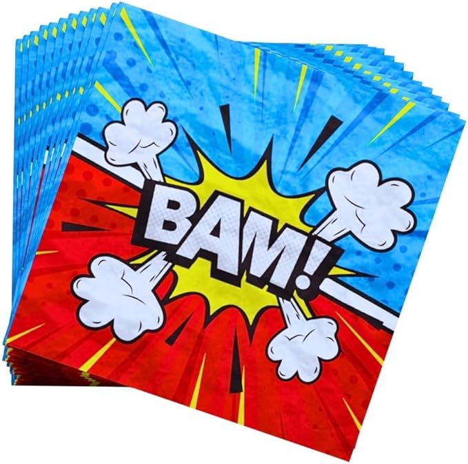 Blue Orchards Superhero Plates and Napkins (52 Pieces for 16 Guests) - Decorations, Super Hero Birthday for Boys, Plates and Napkins Supplies