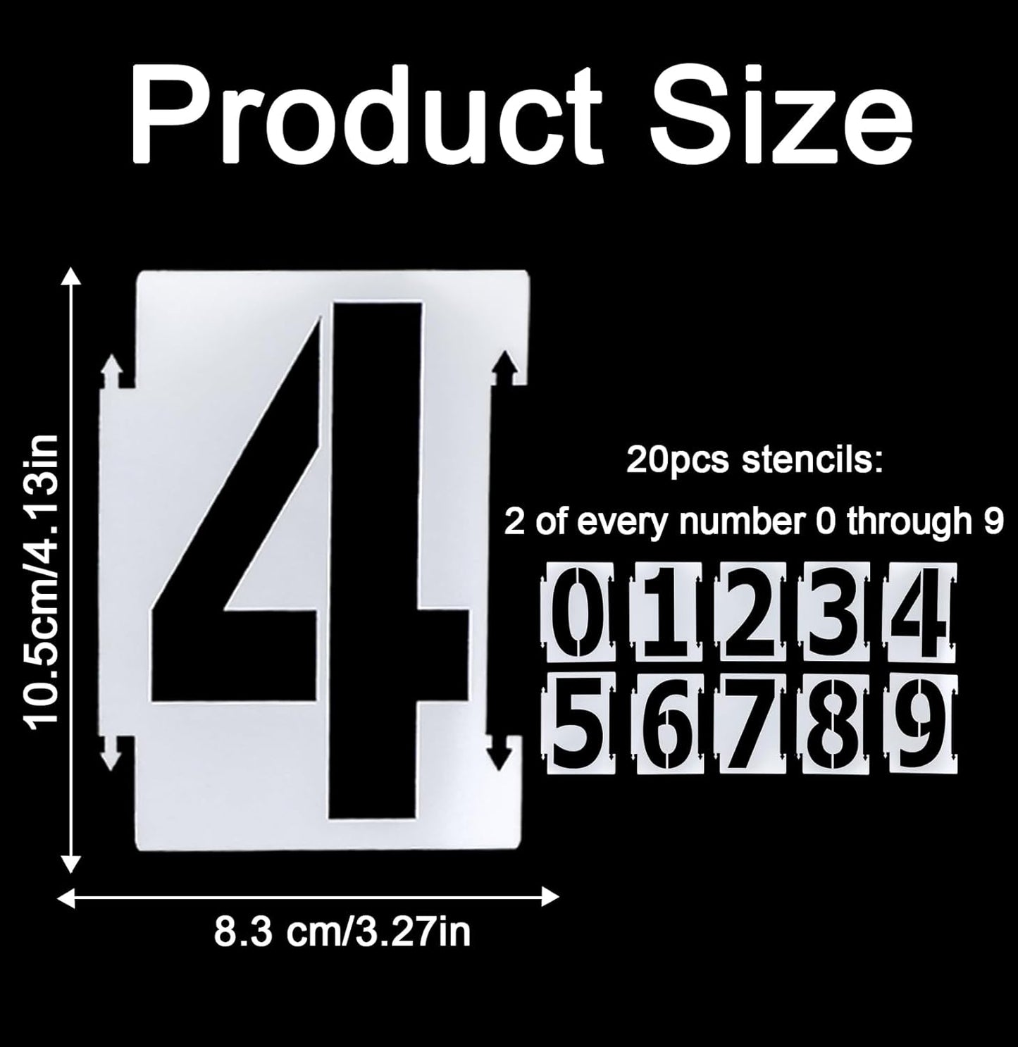 4 Inch Number Stencils for Painting, 0-9 Address Number Stencil Set, 20PCS Plastic Number Stencils, Curb Stencil Kit, Reusable Digital Templates for Painting on Cake Curb Road Wall Wood Mailbox