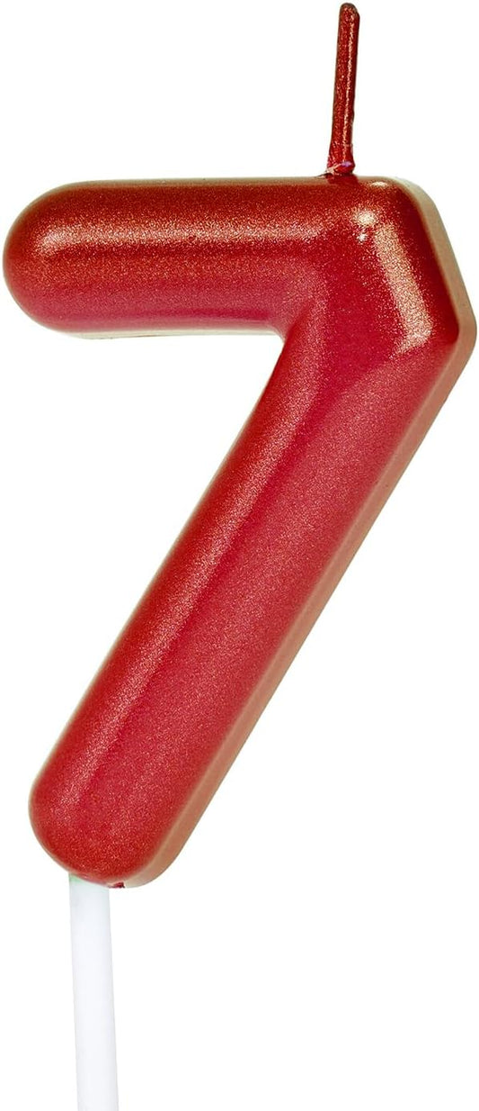 Red Number 7 Birthday Candles, Cake Toppers for Birthday/Baby Shower/Anniversary/Wedding Party Celebrating/Decorating. (Red Number 7)