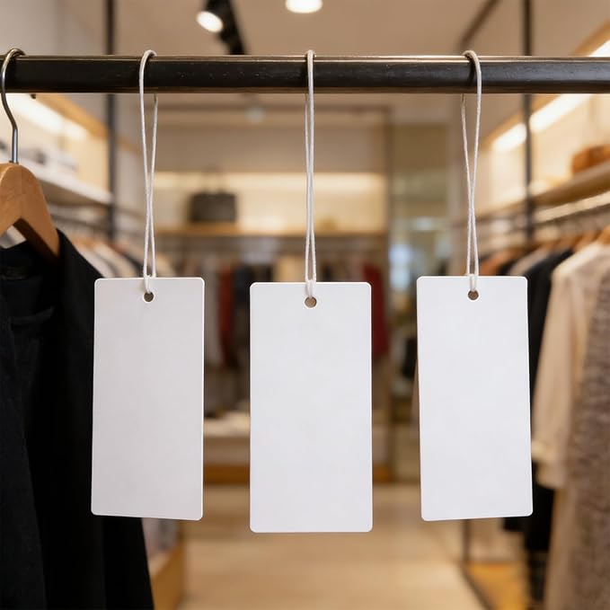 ZEONHAK 2400 PCS 1.7 x 2.9 inches White Blank Merchandise Tags, Unstrung Paper Hang Tags, Large White Writable Tag, Price Labels Gift Tag for Boutique Products Retail Store Jewelry Clothing Shops