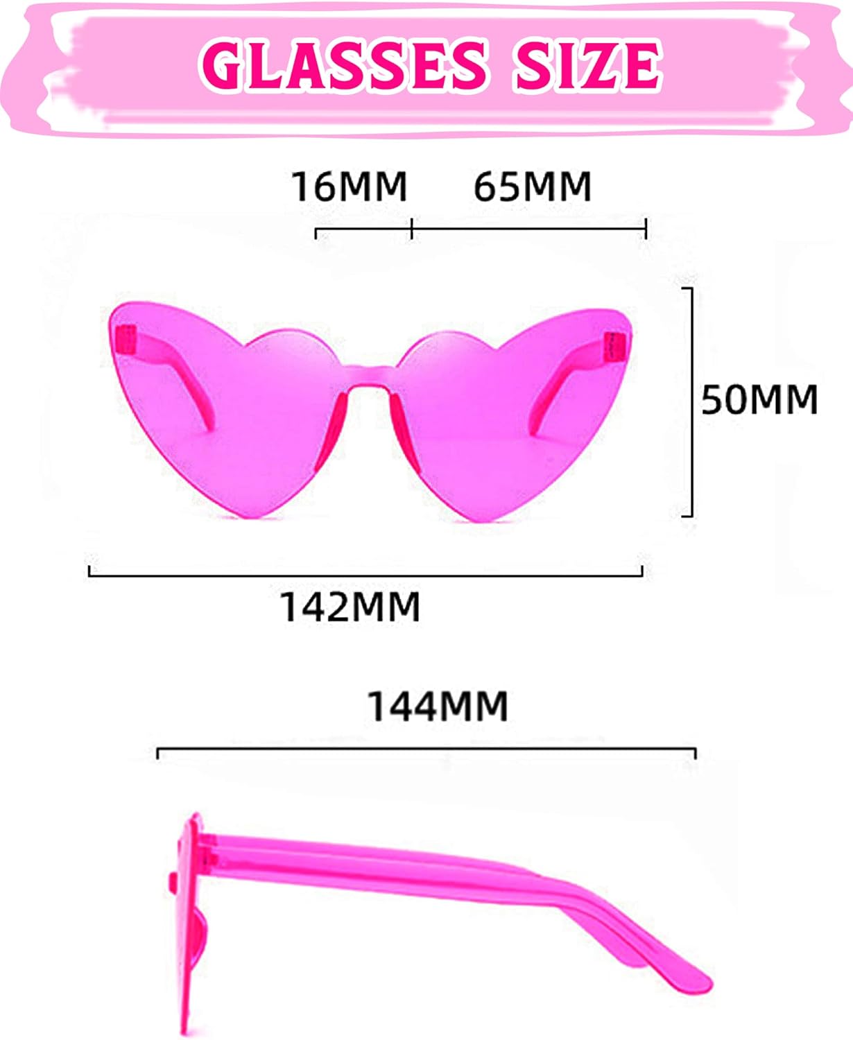 Heart Shaped Rimless Sunglasses 12Pack, Bachelor Party Cool Colorful Funky Sunglasses