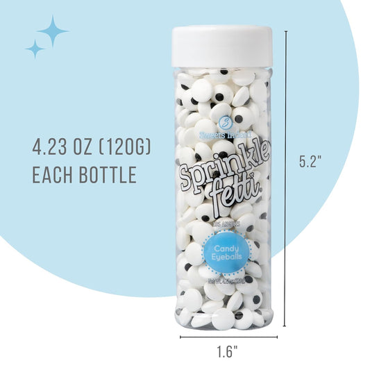 Sweets Indeed Bulk Candy Eyeballs, 300 Edible Eyes, Halloween Sprinkles, Perfect for Cake Decorations, Baking, Ice Cream, Cookies, Cupcake Topper 4.3 ounces