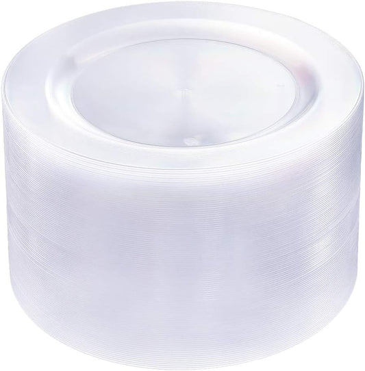 bUCLA 100Pieces Clear Plastic Plates -10.25inch Disposable Dinner Plates- Premium Weddings& Party Plates