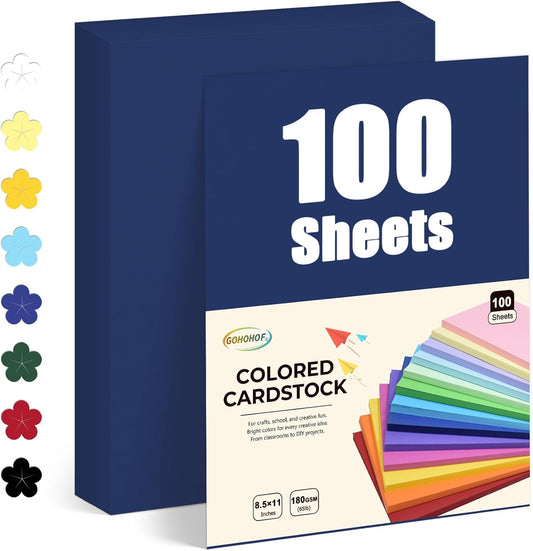100 Sheets Royal blue Cardstock 8.5 x 11 Cardstock Printer Paper 65 lb/180 gsm, Card Stock Paper for Printer, Drawing,Gift tags,Invitations